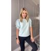 imageWomens Puff Short Sleeve Sweater Tops 2025 Spring Summer Trendy Crew Neck Casual T Shirts BlousesMint Green