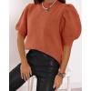 imageWomens Puff Short Sleeve Sweater Tops 2025 Spring Summer Trendy Crew Neck Casual T Shirts BlousesOrange