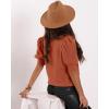 imageWomens Puff Short Sleeve Sweater Tops 2025 Spring Summer Trendy Crew Neck Casual T Shirts BlousesOrange