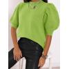 imageWomens Puff Short Sleeve Sweater Tops 2025 Spring Summer Trendy Crew Neck Casual T Shirts BlousesTender Green