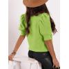 imageWomens Puff Short Sleeve Sweater Tops 2025 Spring Summer Trendy Crew Neck Casual T Shirts BlousesTender Green