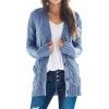 imageGoranbon Womens Cable Knit Cardigan Long Sleeve Open Front Button Down Knitwear Sweater CoatA03blue