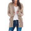 imageGoranbon Womens Cable Knit Cardigan Long Sleeve Open Front Button Down Knitwear Sweater CoatA07tan