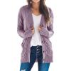 imageGoranbon Womens Cable Knit Cardigan Long Sleeve Open Front Button Down Knitwear Sweater CoatA13light Purple