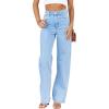 imagePLNOTME Womens High Waisted Jeans Boyfriend Baggy Straight Leg Casual Denim PantsLight Blue Regular