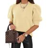 imageWomens Puff Short Sleeve Sweater Tops 2025 Spring Summer Trendy Crew Neck Casual T Shirts BlousesGoose Yellow