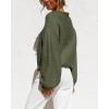 imageCoololi Womens Puff Sleeve Knit Pullover Ribbed Sweaters Crewneck Oversized Loose Casual Cozy Soft Slouchy Sweater TopsArmy Green