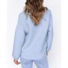 imageCoololi Womens Puff Sleeve Knit Pullover Ribbed Sweaters Crewneck Oversized Loose Casual Cozy Soft Slouchy Sweater TopsBlue