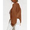 imageCoololi Womens Puff Sleeve Knit Pullover Ribbed Sweaters Crewneck Oversized Loose Casual Cozy Soft Slouchy Sweater TopsBrown