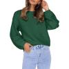 imageCoololi Womens Puff Sleeve Knit Pullover Ribbed Sweaters Crewneck Oversized Loose Casual Cozy Soft Slouchy Sweater TopsDark Green