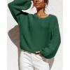 imageCoololi Womens Puff Sleeve Knit Pullover Ribbed Sweaters Crewneck Oversized Loose Casual Cozy Soft Slouchy Sweater TopsDark Green