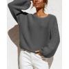 imageCoololi Womens Puff Sleeve Knit Pullover Ribbed Sweaters Crewneck Oversized Loose Casual Cozy Soft Slouchy Sweater TopsGray