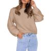imageCoololi Womens Puff Sleeve Knit Pullover Ribbed Sweaters Crewneck Oversized Loose Casual Cozy Soft Slouchy Sweater TopsKhaki