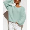 imageCoololi Womens Puff Sleeve Knit Pullover Ribbed Sweaters Crewneck Oversized Loose Casual Cozy Soft Slouchy Sweater TopsMint