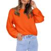 imageCoololi Womens Puff Sleeve Knit Pullover Ribbed Sweaters Crewneck Oversized Loose Casual Cozy Soft Slouchy Sweater TopsOrange