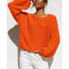 imageCoololi Womens Puff Sleeve Knit Pullover Ribbed Sweaters Crewneck Oversized Loose Casual Cozy Soft Slouchy Sweater TopsOrange