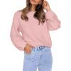 imageCoololi Womens Puff Sleeve Knit Pullover Ribbed Sweaters Crewneck Oversized Loose Casual Cozy Soft Slouchy Sweater TopsPink