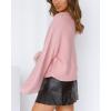 imageCoololi Womens Puff Sleeve Knit Pullover Ribbed Sweaters Crewneck Oversized Loose Casual Cozy Soft Slouchy Sweater TopsPink