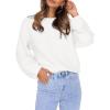imageCoololi Womens Puff Sleeve Knit Pullover Ribbed Sweaters Crewneck Oversized Loose Casual Cozy Soft Slouchy Sweater TopsWhite