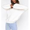 imageCoololi Womens Puff Sleeve Knit Pullover Ribbed Sweaters Crewneck Oversized Loose Casual Cozy Soft Slouchy Sweater TopsWhite
