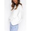 imageCoololi Womens Puff Sleeve Knit Pullover Ribbed Sweaters Crewneck Oversized Loose Casual Cozy Soft Slouchy Sweater TopsWhite